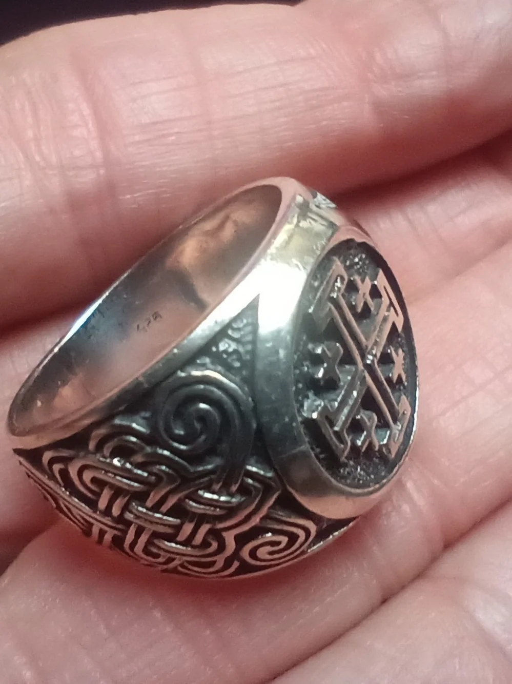 925 Silver Men's knights TemplarCross Signet Ring size 9